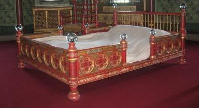 Wm Burges Castell Coch  Lady Bute's Gothic Revival bedroom painted bed